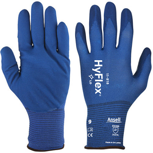 (10 Pair) Ansell HyFlex 11-818 Multi-Purpose Work Extreme Comfort Gloves