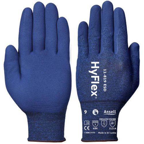(10 Pair) Ansell HyFlex 11-819 Ultimate ESD Touchscreen Gloves