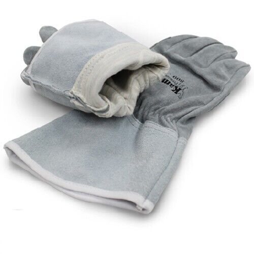 KameLo 809-L Leather Welding Camping Gloves Heat Resistant TIG Arc Grain (Gray)