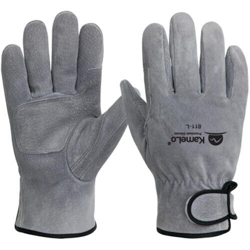 KameLo 811-L Leather Welding Camping Gloves Heat Resistant TIG Arc Grain (Gray)