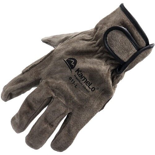 KameLo 811-LB Leather Welding Camping Gloves Heat Resistant TIG Arc Grain (Brown)
