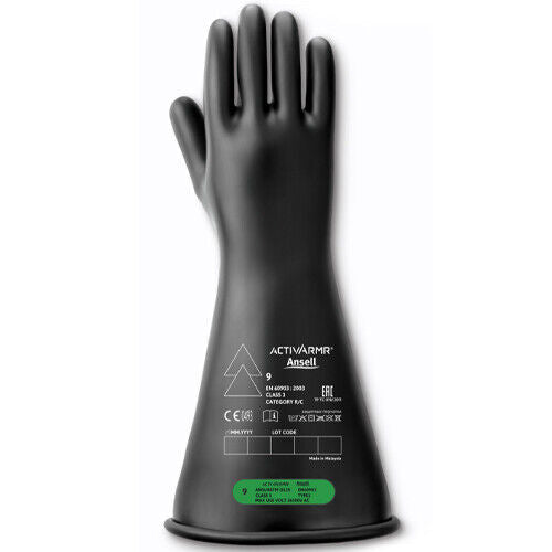 Ansell ActivArmr RIG316B Rubber Electrical Insulating Gloves Class 3 AC 26500V (Size 9)