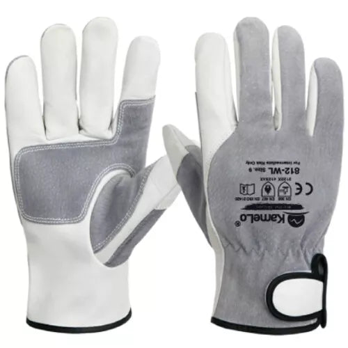 (5 Pair) KameLo 812-WL Leather Welding Gloves Heat Resistant TIG Arc (White)