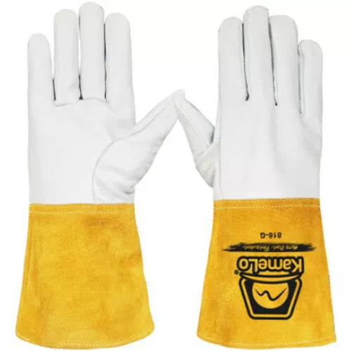 (4 Pair) KameLo 816-G Premium Leather Welding Gloves Heat Resistant TIG Arc