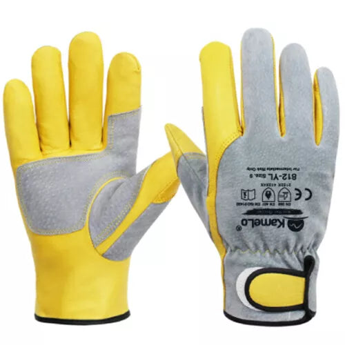 KameLo 812-YL Leather Welding Gloves Heat Resistant TIG Arc (Yellow)
