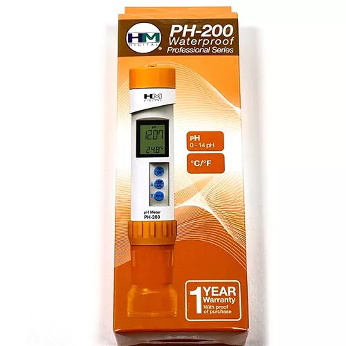 HM Digital PH-200 pH Meter Waterproof Handheld Water Quality Tester Portable