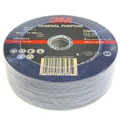 (25 Pcs) 3M 72653 General Purpo Cut Off Wheels 4" (105mm) Replacement Spare Parts