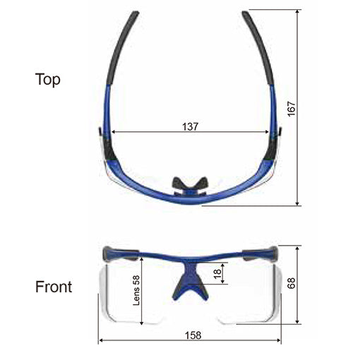 Toray XR-700 Ultra Light 0.07mmPb X-Ray Radiation Protective Eyewear Leaded Lens (Blue)